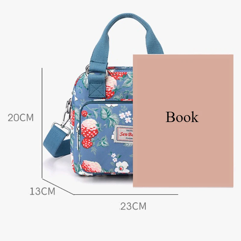 Brand Women Crossbody Bag Portable Female Shoulder Bags Printed Flower Nylon Messenger Bags Multi-pocket Ladies Handbags Bolsa
