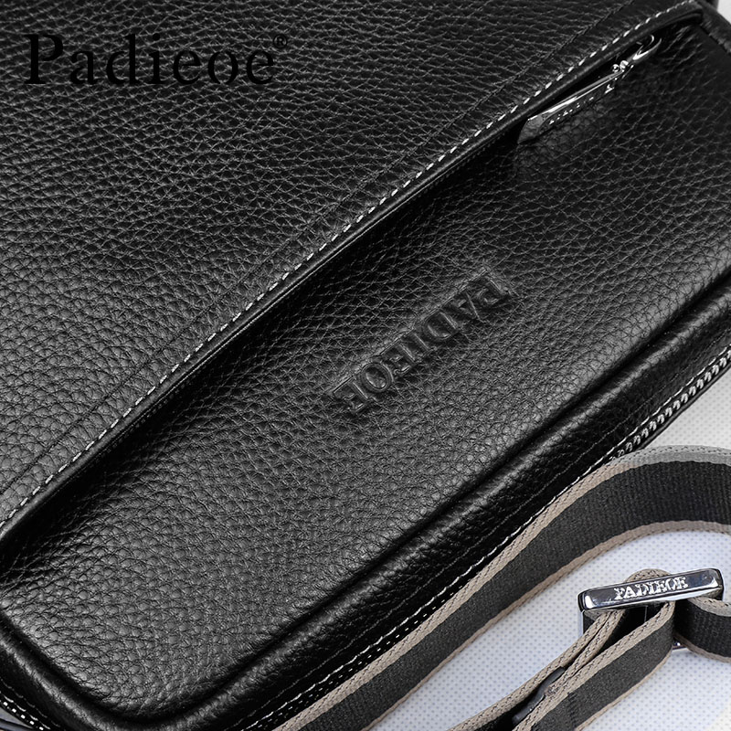 Padieoe High Quality Genuine Leather Handbags Man Fashion Designer Crossbody Bags Casual Cowhide Leather Messenger Bags for Man