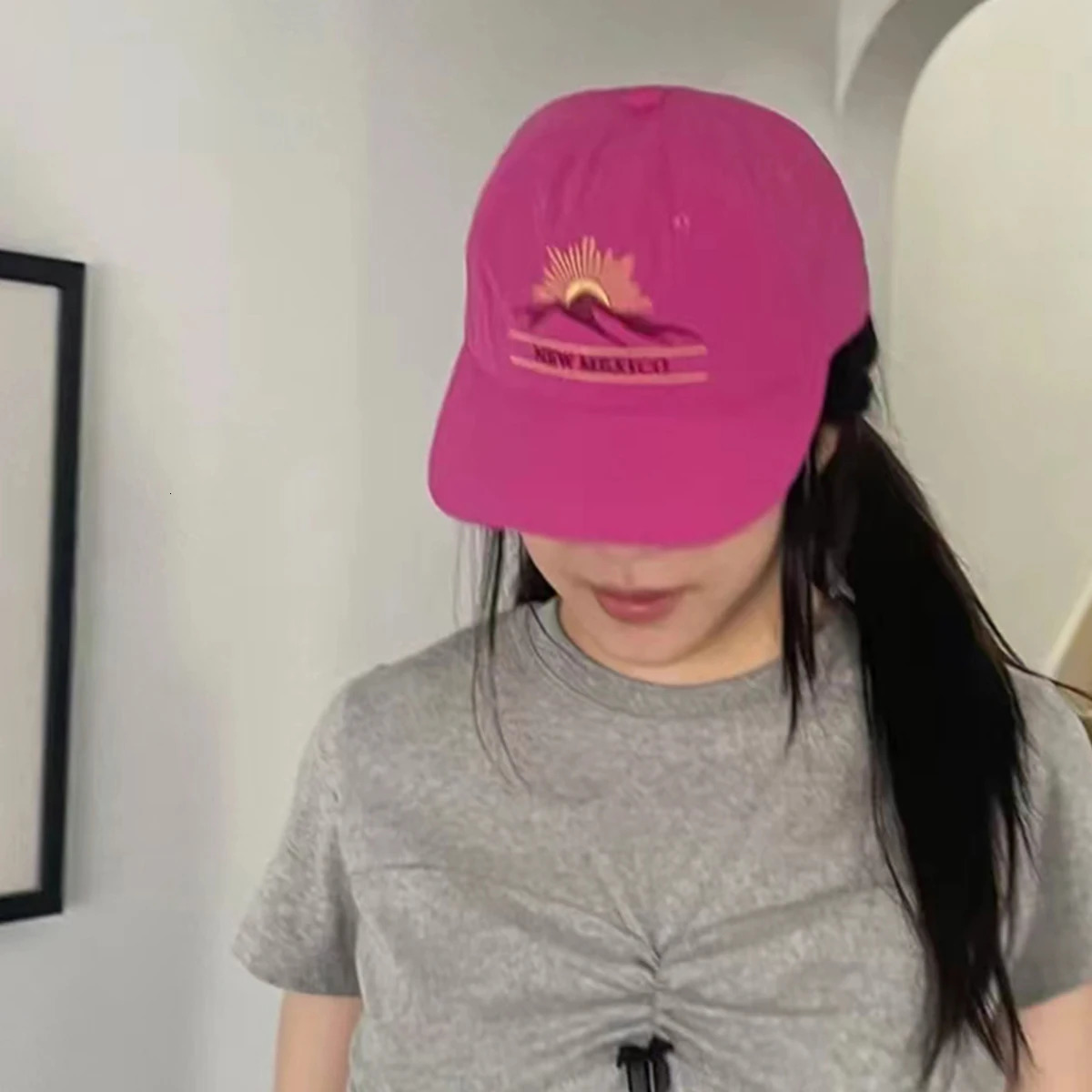 Womens mountain embroidery baseball cap Korean baseball cap mens outdoor UV sunscreen cap beach accessories 241107