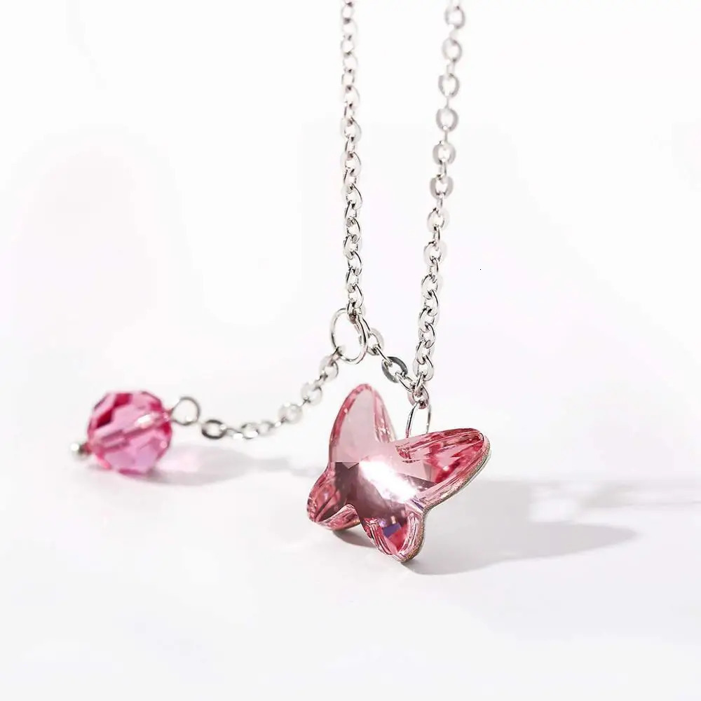 Cute silver foot jewelry ankle simple bead butterfly bracelet from Austria womens ankle primitive crystal 241107