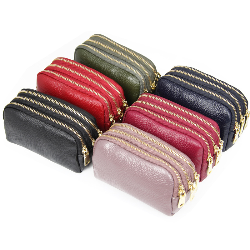 zxx 666 Leather Women Card Coin Key Holder Change Pouch Purse Mini Pocket Zipper Popular Small Money Bag Wallet High-capacity