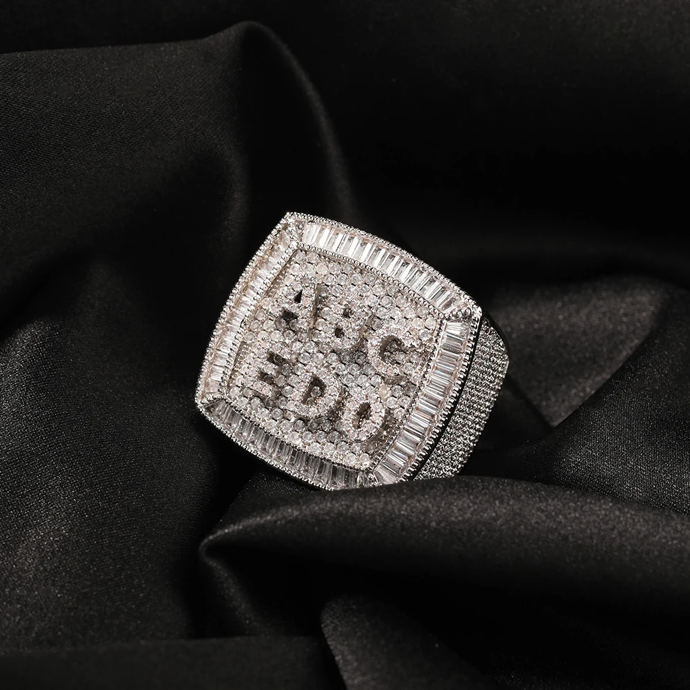 UWIN customized letter ring all ice cube zirconia personalized name party ring mens and womens fashion hip-hop jewelry 241106