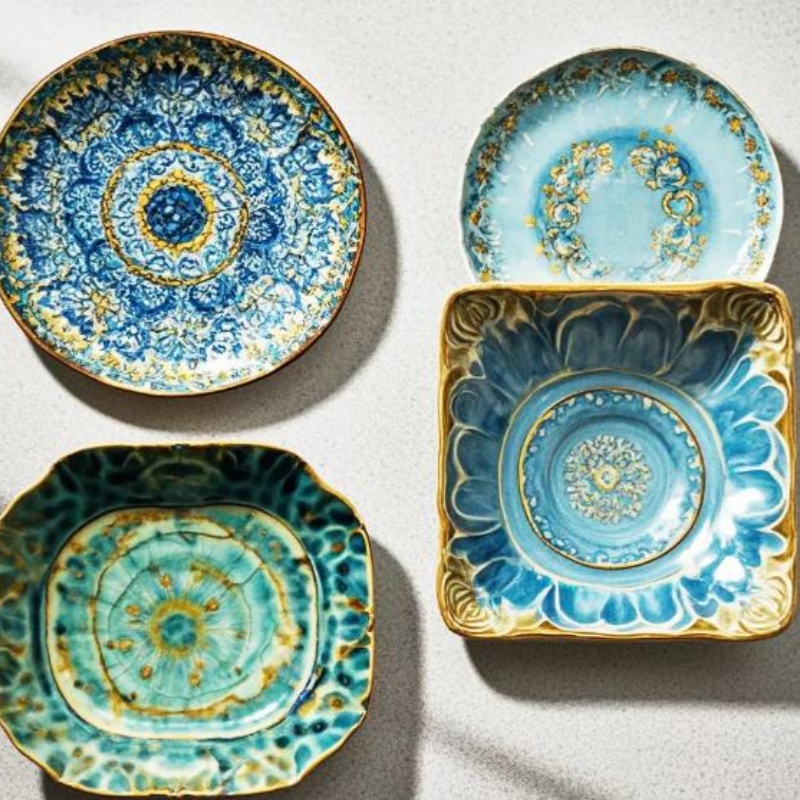 Personalized China Western Tableware Decoration Ceramic Dinnerware colorful Set Chinese Color Dishes Plates Cups Kit Gift Restaurant Furniture
