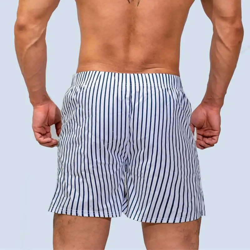 Stripe Swimming Shorts Men Swim Trunks For Cotton Spandex Summer Beach Short Pants Desmiit Swimwear Swimsuit Bathing Suit Briefs 240407
