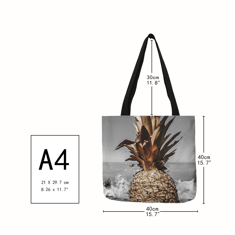 Personalized Pineapple Pattern Tote Bags For Women Eco Linen Reusable Shopping Bags Travel Beach Bag