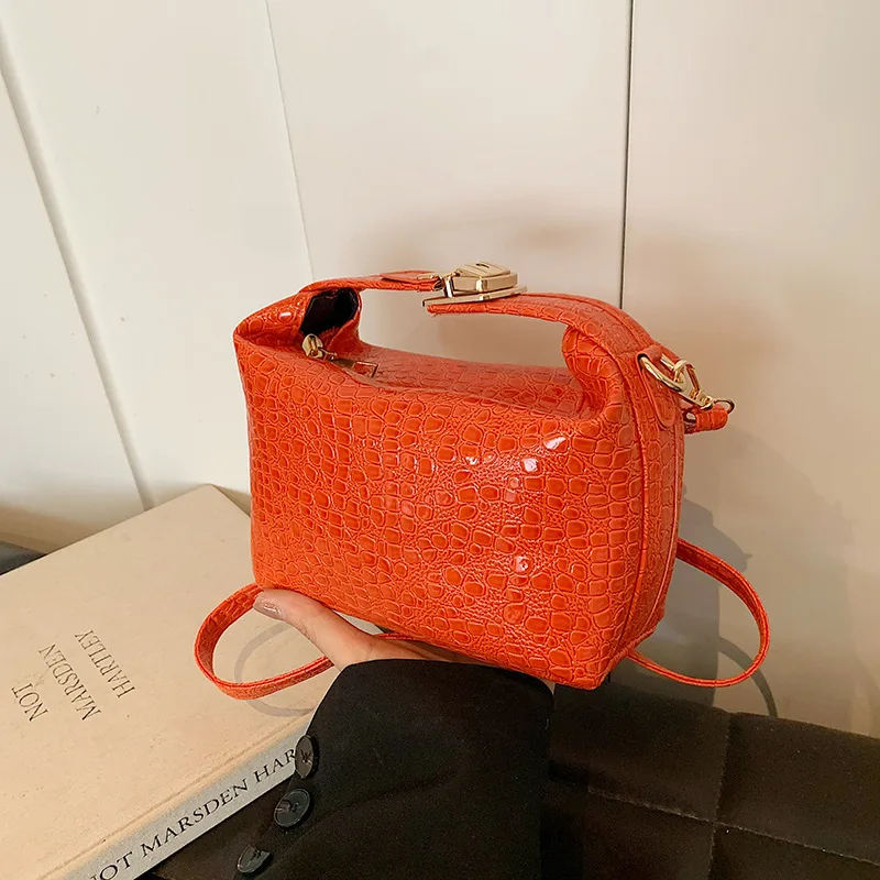 Fashion Female Shoulder Bag Alligator Pattern Small Square Bags for Women Pure Color Vintage Crossbody Bags PU Leather Handbags