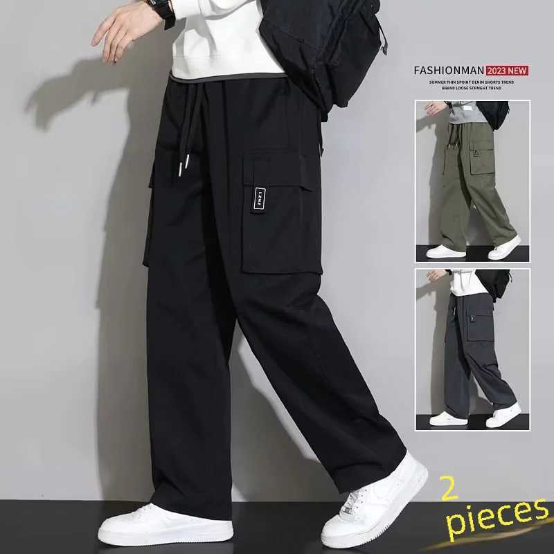 American Style Green Cargo Pants Loose-fit Straight-leg Pants For Men Casual Long Trousers For Autumn Youth LX241107