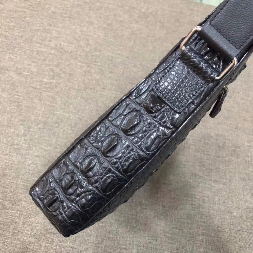 100% genuine crocodile leather head skin small size shoulder bag cross body bag for men black brown color free ship