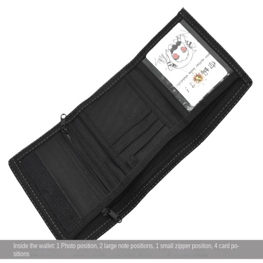 Touch Fastener Men's Short Wallet Fashion Leisure Multi-position 3 Fold Purse Durable Black Male Coin Pocket Daily Use