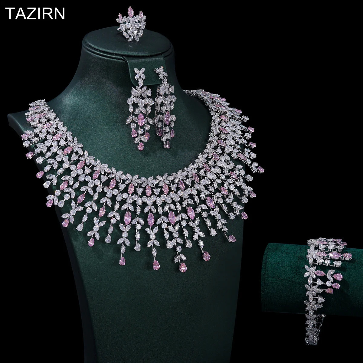 TAZIRN 5A Cubic Zirconia Arab Dubai Wedding Jewelry Set Womens Party Ball Anniversary 2/4 CZ Bridal Accessories 241106