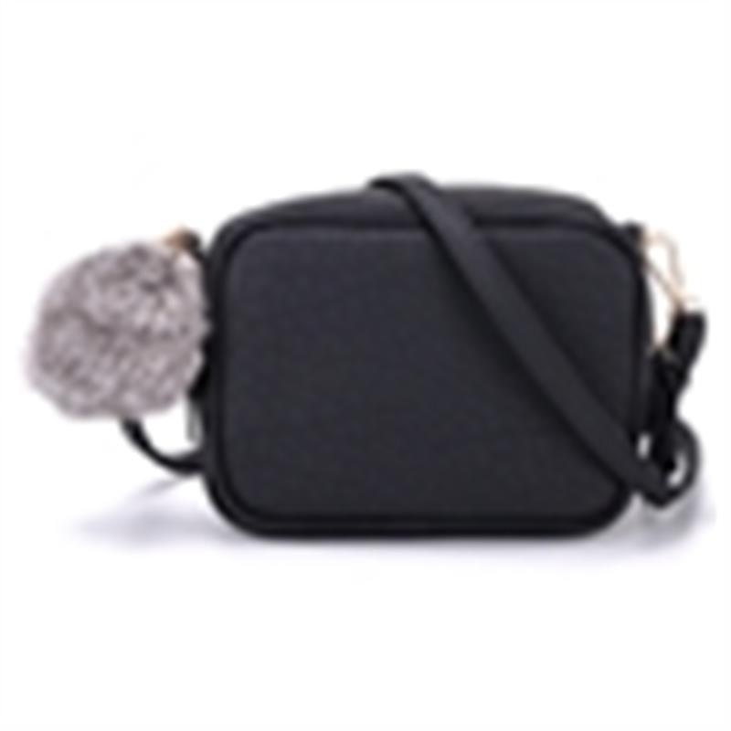 Casual Women Mini Crossbody Bag Embossed PU Leather Small Messenger Shoulder Bag With Pompom Female Tote Sac
