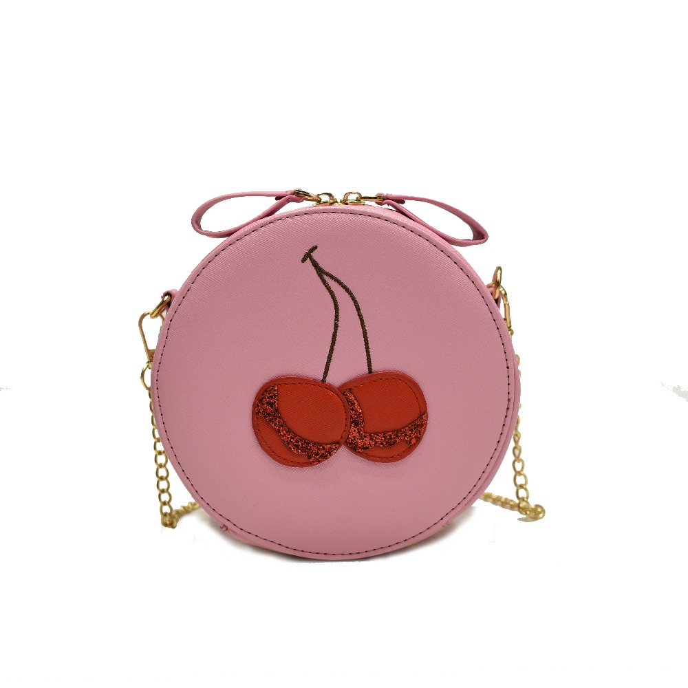 SUPER QUALITY Lolita Style Chain crossbody bag lovely women messenger bags round flap bag red cherry embroidery design bag