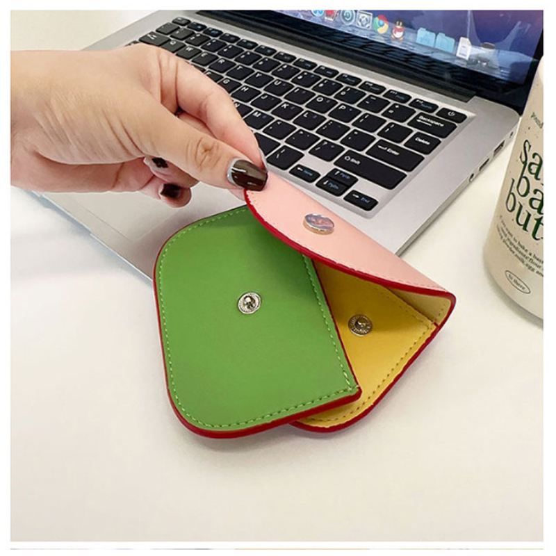 Korean girls high appearance smooth leather envelope card sleeves simple style cardholder coin small gadget short wallet