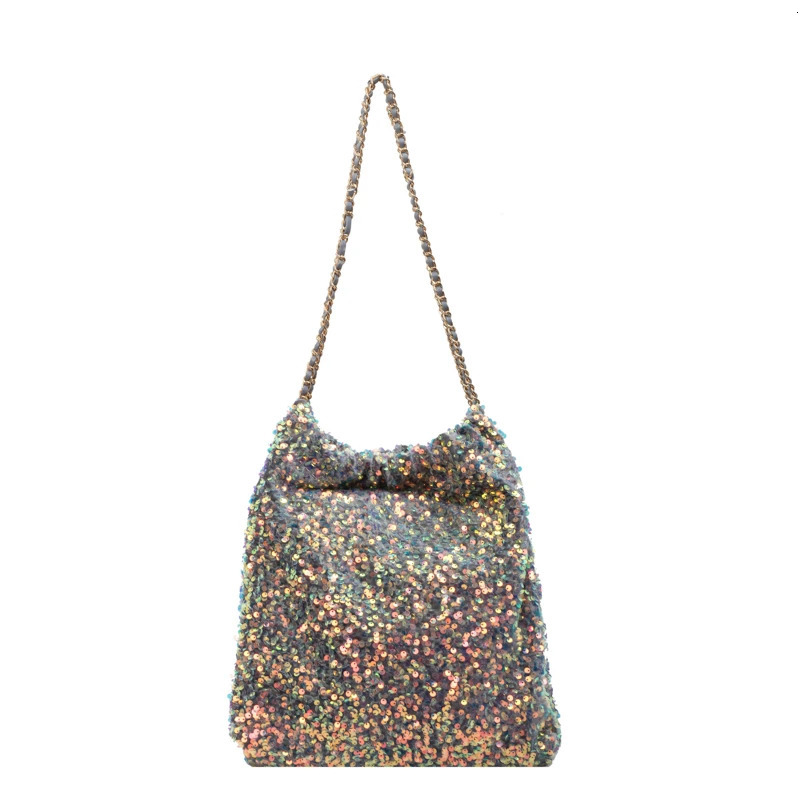 PU sequin chain shoulder bag buckle solid fashionable womens bag high-quality soft Versatile high-capacity womens bag 241106