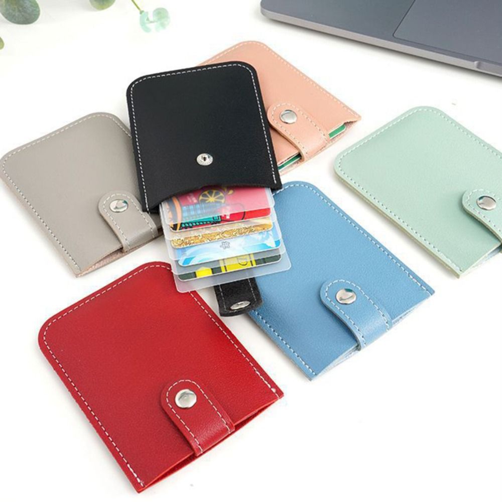Laminated Concealed Pull-out Business Card Case 5 Card Pockets PU Leather Slim ID Card Holder Men Women Mini Wallets