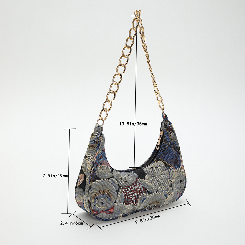 Cute Kawaii Half-moon Small Armpit Bag Women Fashion Top-Handle Handbag Bear Totes Summer Bags Girl Pearl Women Shoulder Bag