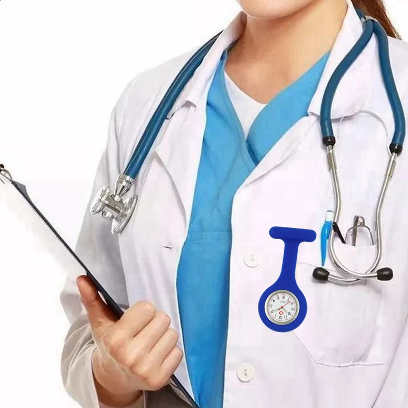 10pcslot Soft silicone nurse doctor pocket watches fashion hospital brooch pins pandant gift for women mens 240327