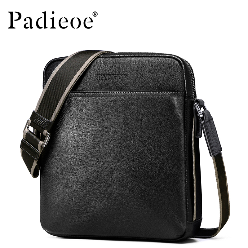 Padieoe High Quality Genuine Leather Handbags Man Fashion Designer Crossbody Bags Casual Cowhide Leather Messenger Bags for Man