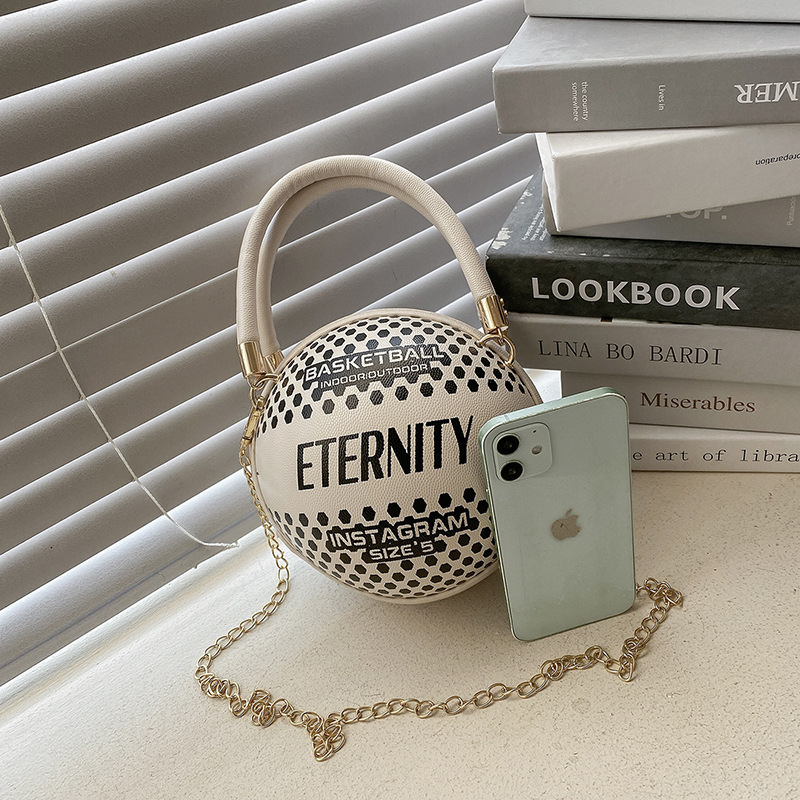 Funny Basketball Bag Female Summer 2021 Korean Fashion Personality Shoulder Bag Chain Messenger Small Round Bag