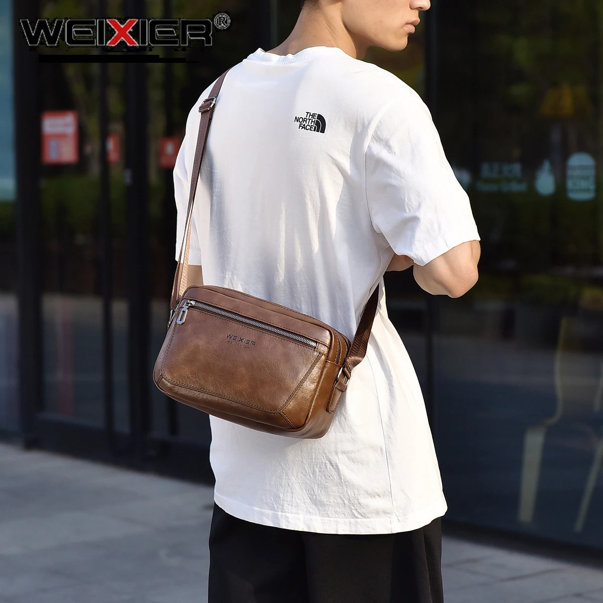 WEIXIER Retro Business Men Crossbody Bags High Capacity Leisure Messenger PU Material Waterproof Scratch Resistant 241106