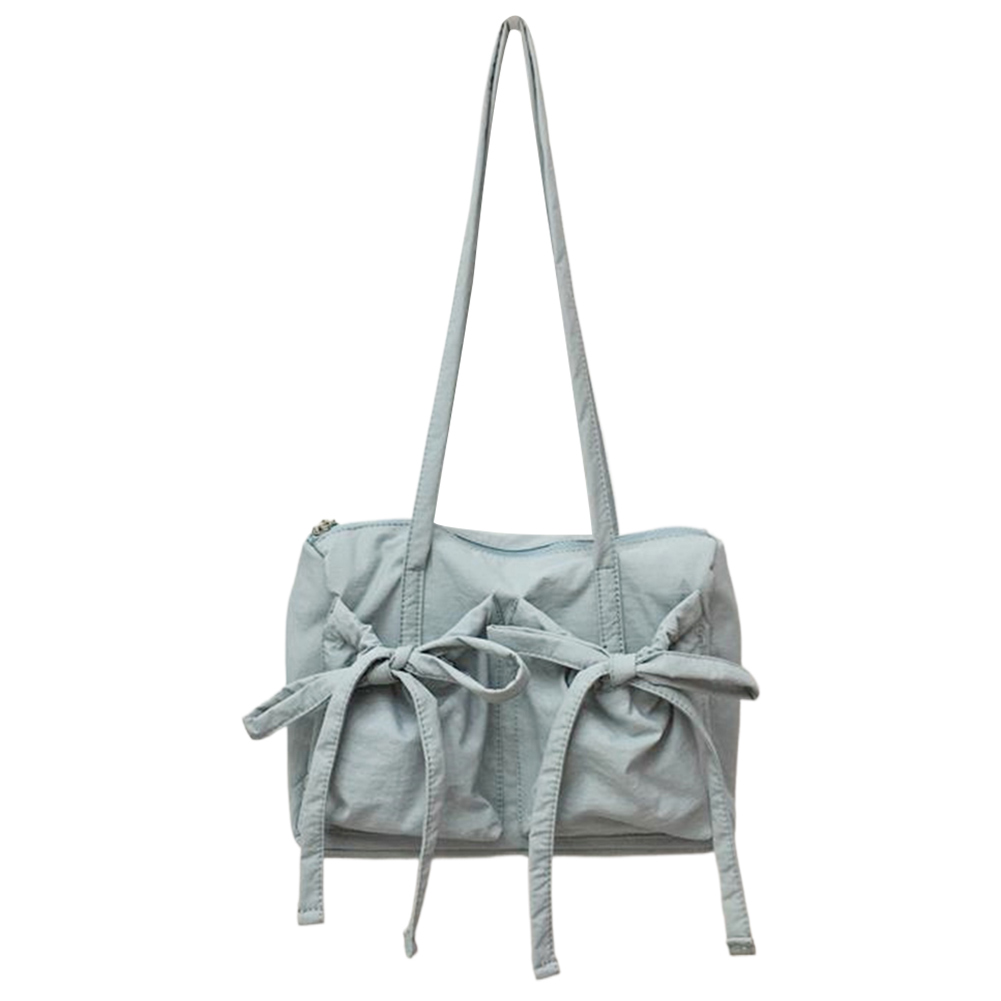 Women Casual Tote Handbag Zipper Closure Simple Shopping Bag Solid Color Nylon Grocery Purse Girls Outdoor Daily Bag