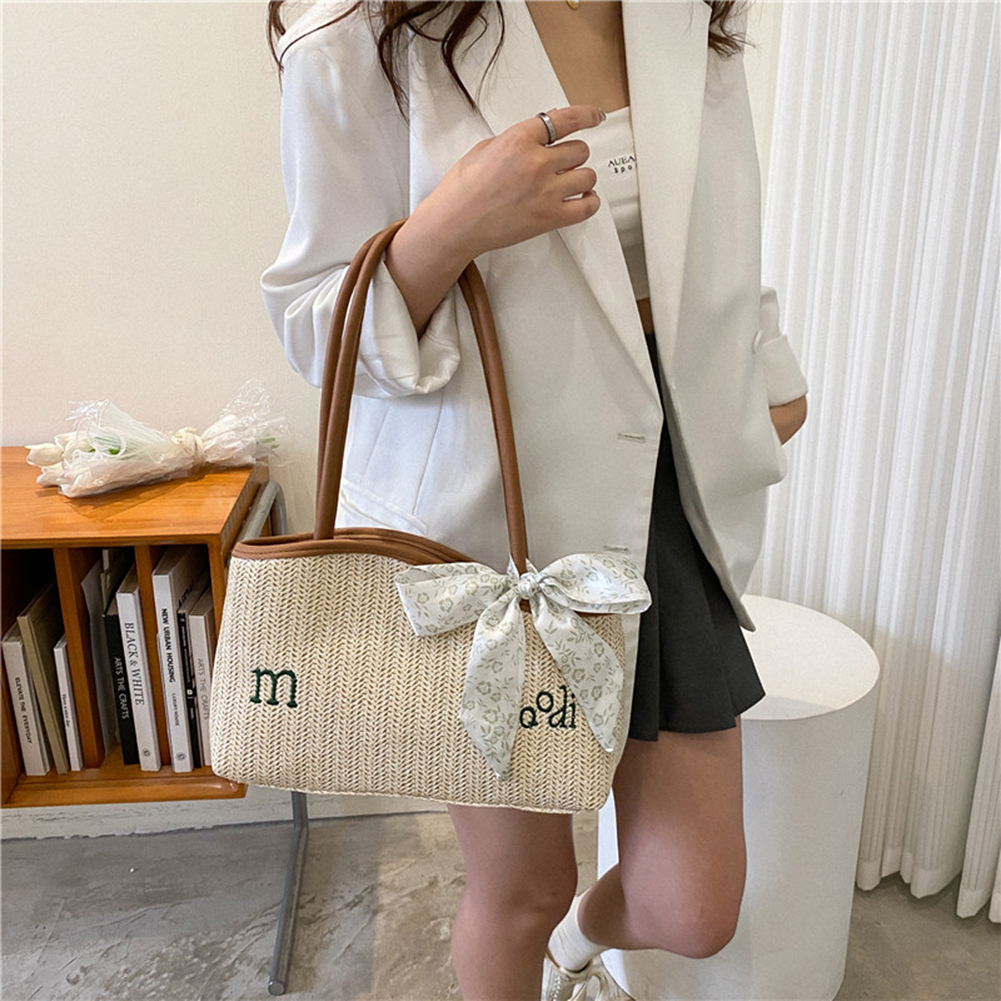 Women Straw Woven Tote Bag Fashion Irregular Satchel Bag Casual Summer Beach Bag