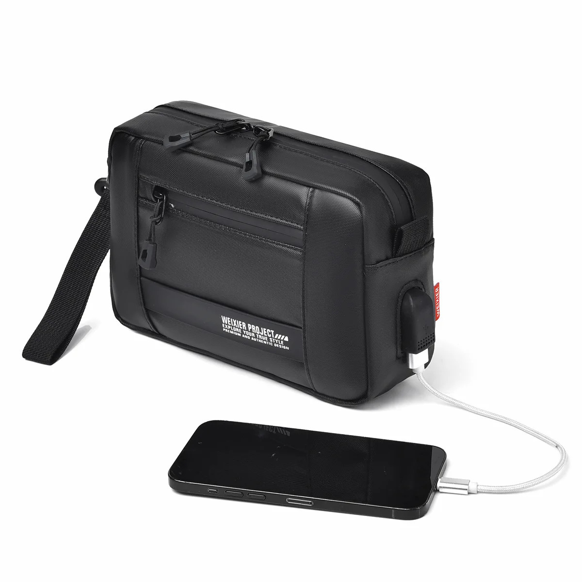 USB Charging Messenger Bag for Men Trendy Casual Crossbody Shoulder Outdoor Activities bolsos hombre sac w241106