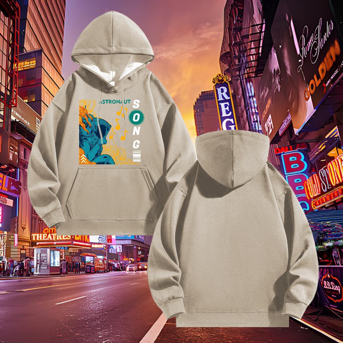 Fashion Casual Hooded Sweatshirt Long Sleeve Soft Unisex Men Hoodie Cartoon Print Tops High Street Hip Hop Tech Fleece
