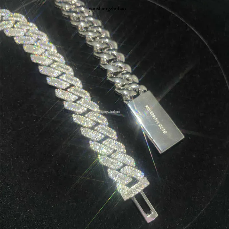 Iced Out Chains Hip Hop Jewelry Dia Men Gold Necklace Sier Fully VVS Moissanite Baguette Cuban k Chain 20mm