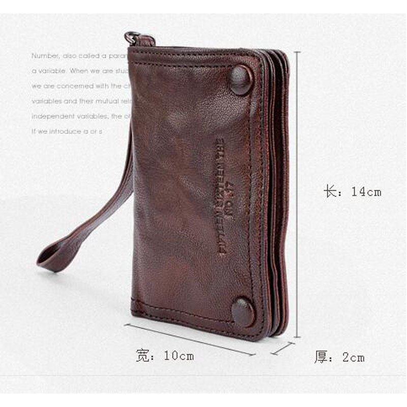 AETOO Original punk style handmade vertical retro wallet men short leather men's youth fold lambskin
