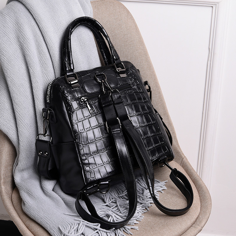 Real Split Patent Leather Women Handbag Tote Crocodile Shoulder Fanny Bag Shoulder Luxury Office Ladies Hand Bag Alligator Red