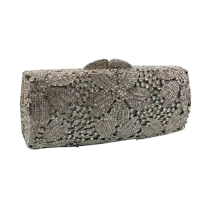 New Nigeria elegant ladies flower evening dress evening dress bag banquet rhinestone handbag lady metal crystal bag