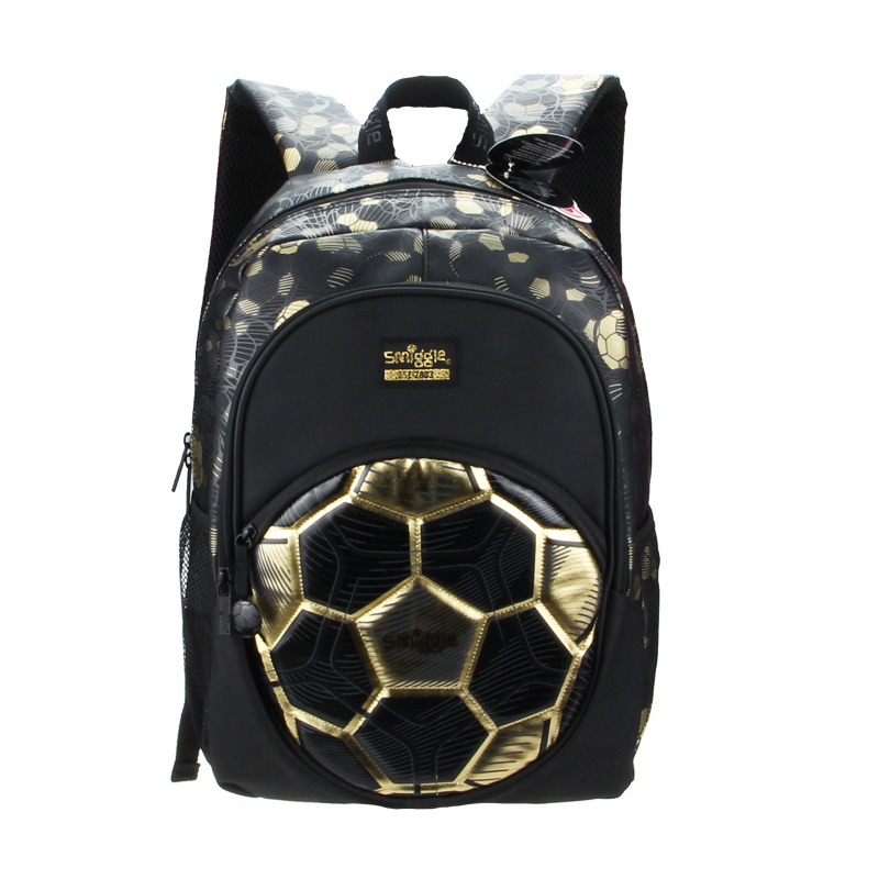 Australia Smiggle Original Children's Schoolbag Boys Backpack Golden Football Waterproof PU Bags 16 Inches 7-12 Years Old
