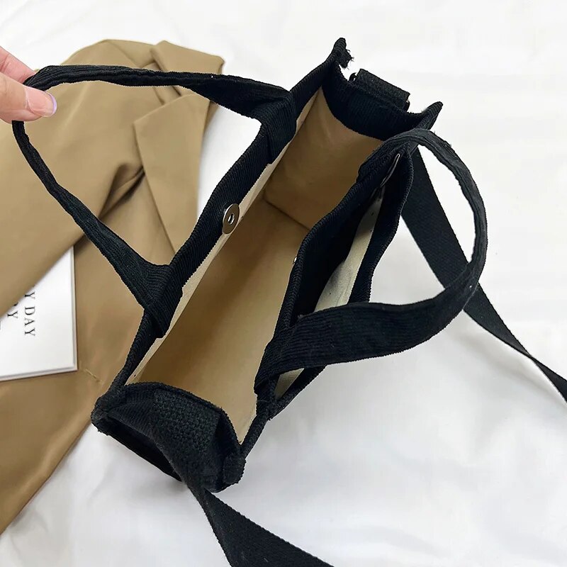 Women Corduroy Zipper Shoulder Bag FemaleSmall Cotton Canvas Messenger Bag Retro Vintage Crossbody Bags Bag for Women