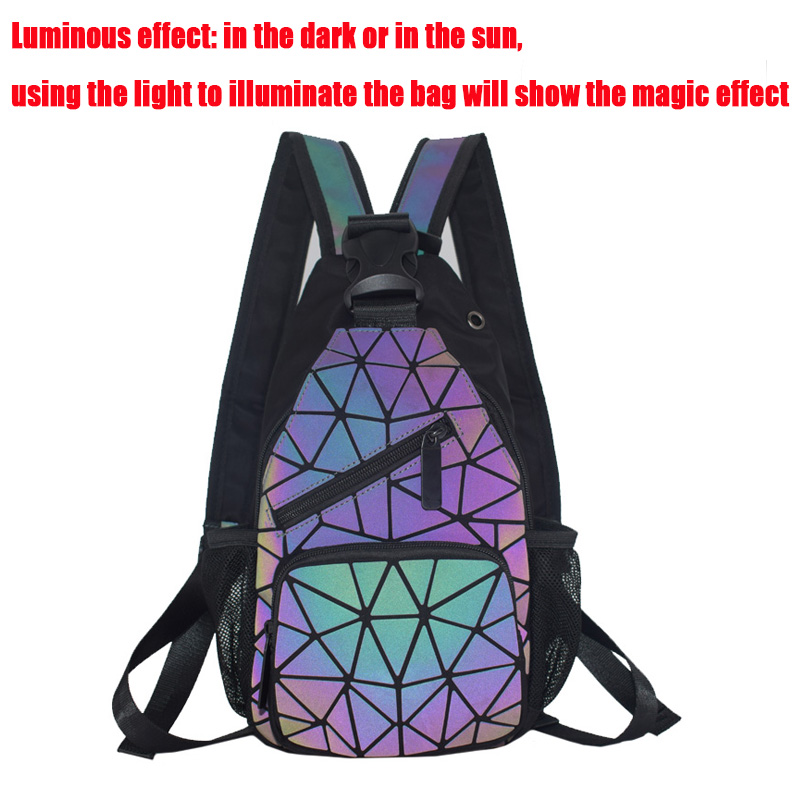 Fashion Luminous Back Pack Unisex Shoulder Bags Women School Bags Hologram Geometric Messenger Bag Female Casual Clutch Bolsas