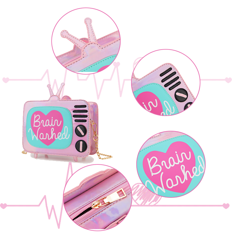 Novelty Laser TV Design Women Handbag and Purse Girl Mini Shoulder Bag Ladies Fun Crossbody Messenger Bag Kawaii Daily Clutch