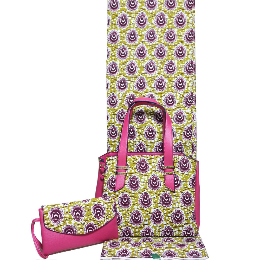 African New Design Wax Handmade Bag And Fabric Set For Wedding 2021 Summer Elegant Ladise Bag And Prints Wax Fabric