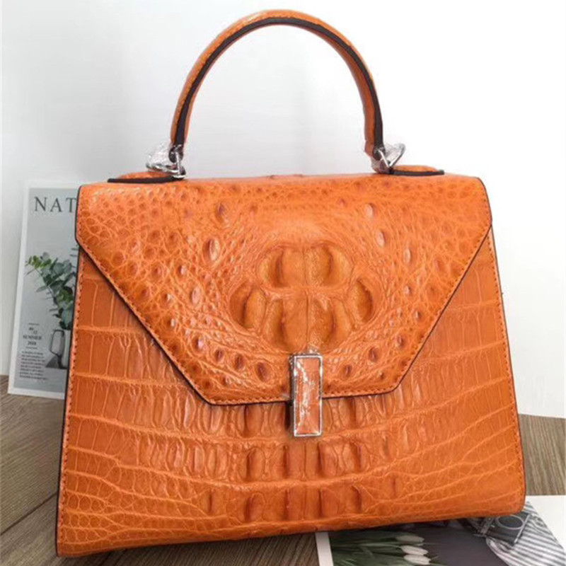 Fashion Designer Lady Purse Genuine Alligator Skin Women's Chic Handbag Exotic Crocodile Leather Female Shoulder Messenger Bag