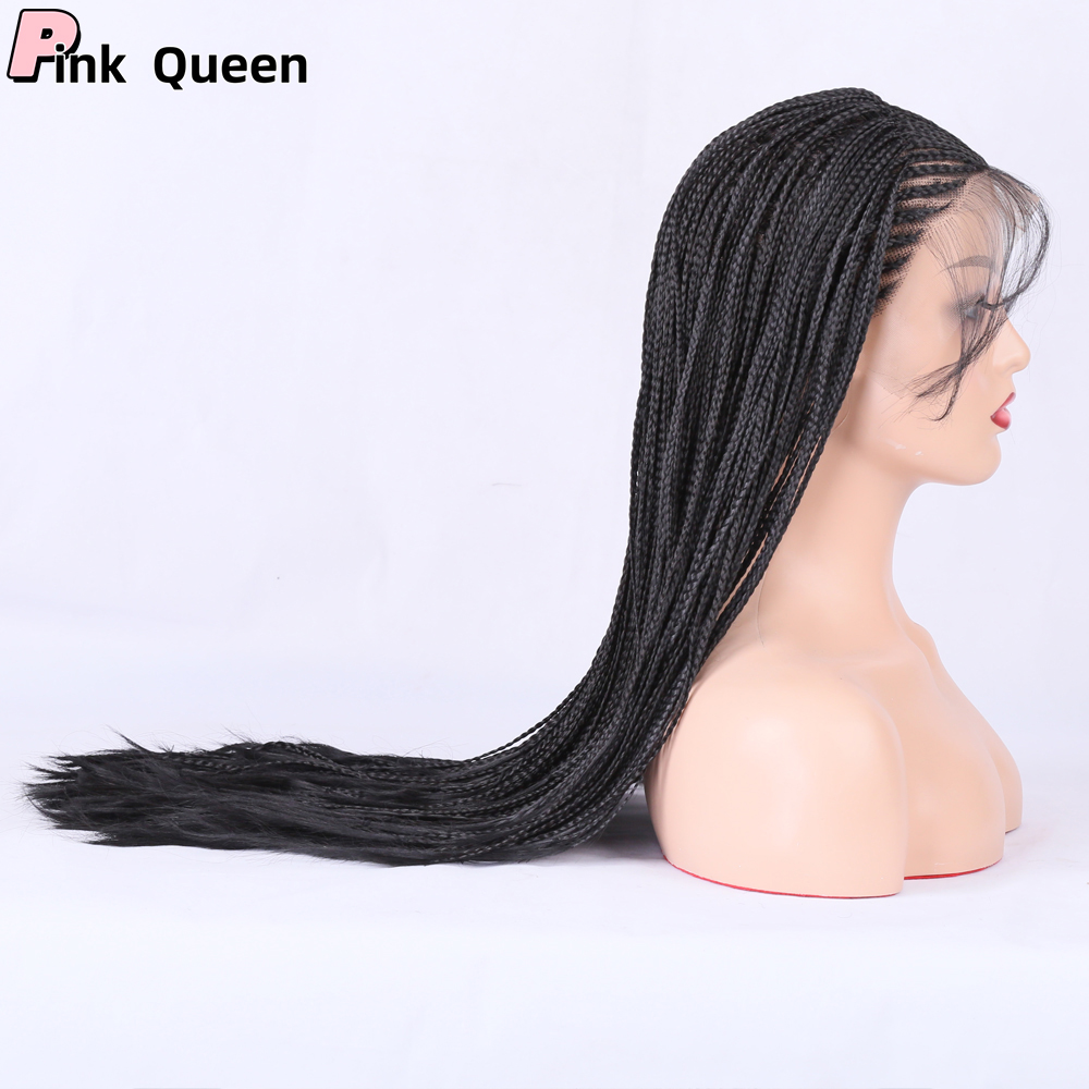 European and American fashion chemical fiber wig 13*4 front lace wig three dreadlocks black 26 inch long vacation hair