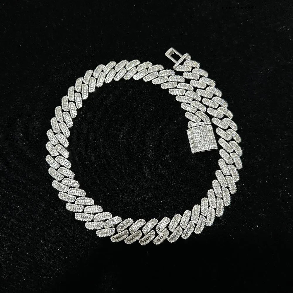 hip hop jewelry cuban k chain 15mm s sier fashion necklace iced out fully vvs baguette moissanite dia men necklaces