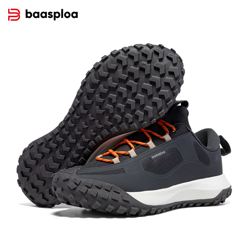 Baasploa Men Hiking Shoes Outdoor Walking Shoes Male Waterproof Camping Non Slip Sneakers