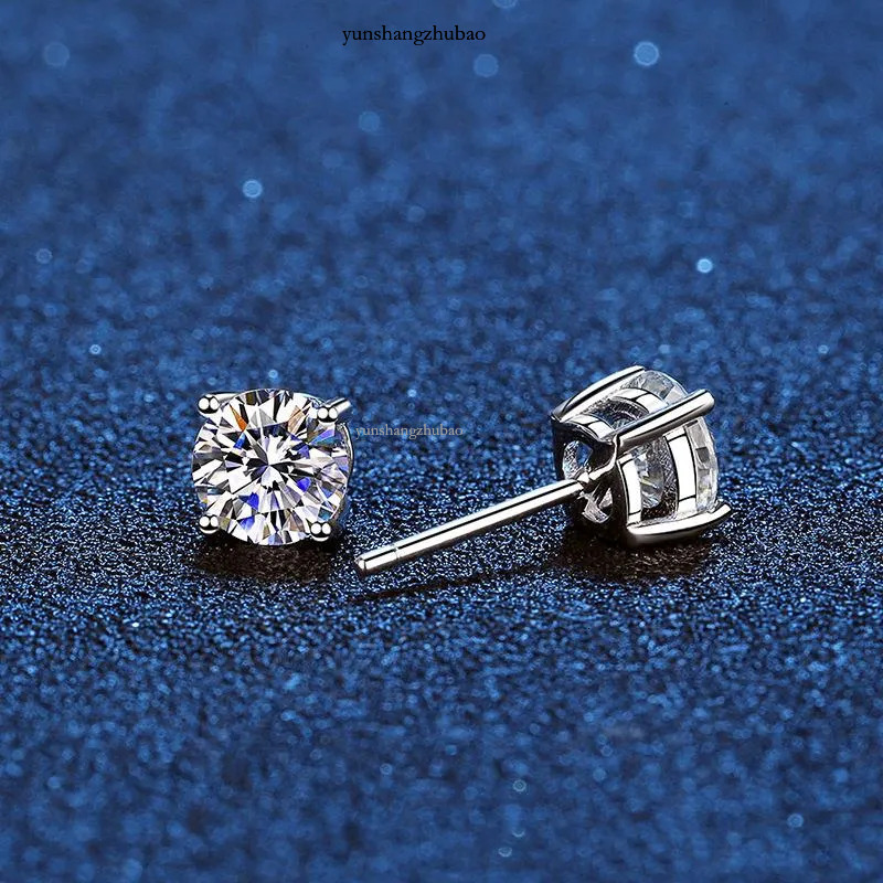 Stud Real Moissanite Earrings 14K White Gold Plated Sterg Sier 4 Prong Dia Earring For Women Men Ear 1ct 2ct 4ctStudStudStud Kirs22