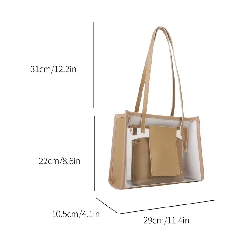 er womens handbag transparent PU transparent shoulder bag large capacity handbag 241106