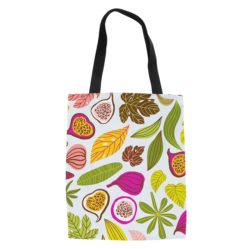 2021 New Cartoon Fruit Pattern Women Canvas Shopping Bags Reusable Travel Storage Girls Handbag Shoulder Pouch Bolsa Compra