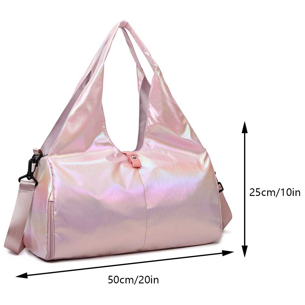 Fashion Female Yoga Sports Bags Girl Pearlescent Handbag with Shoe Storage Large Capacity Waterproof Travel Dance Tote Crossbody