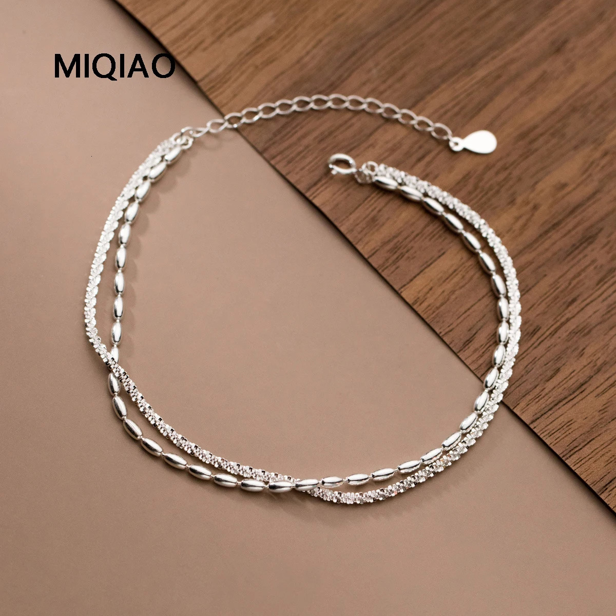 MIQIAO 925 sterling silver genuine certified popcorn chain bead necklace suitable for womens double-layer version of womens Tobillera 241107