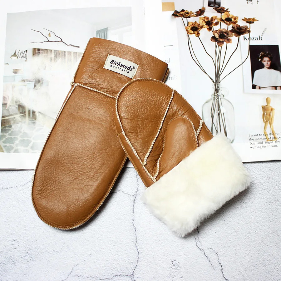 Sheepskin gloves womens fur color winter warmth thick outdoor boys and students windproof gloves 241106