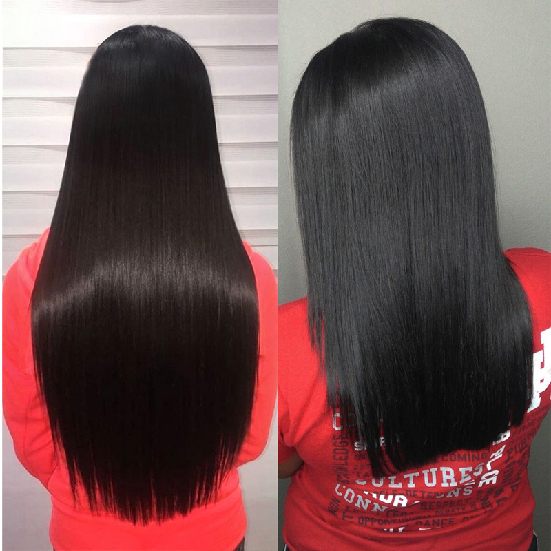 Brazilian Peruvian 100% Human Hair Double Drawn 3 Bundles Silky Straight 10-28inch Natural Color Remy Hair Extensions