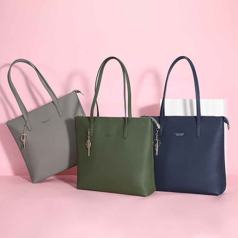 Simple Casual Female Totes Bag Pu Leather Women Shoulder Bag Brand Designer Lady Handbag Large Capacity Zipper Women Bag Purse