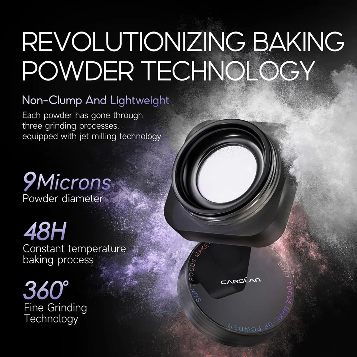 LAN black magnetic makeup waterproof long-term matte oil control makeup semi transparent loose purple powder 8g 241107